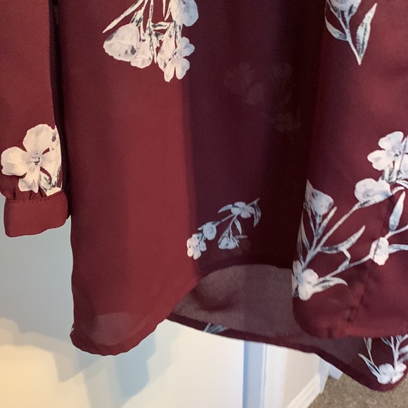 Blouse Maroon Elastic Long Sleeve Color Collective Concepts Polyester Sz… - Picture 9 of 14